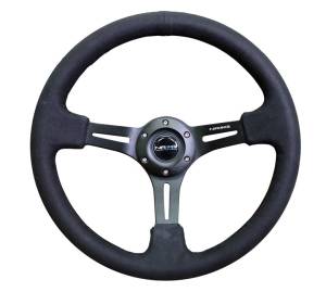 NRG Innovations - NRG Innovations Steering Wheel (350mm / 3in. Deep) Black Leather w/ Alcantara Stitching - Image 1