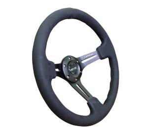 NRG Innovations - NRG Innovations Steering Wheel (350mm / 3in. Deep) Black Leather w/ Alcantara Stitching - Image 2