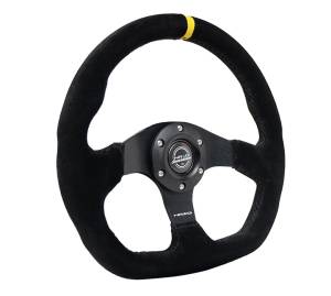 NRG Innovations - NRG Innovations Steering Wheel (320mm) Sport Suede Flat Bottom w/ Yellow Center Mark - Image 2