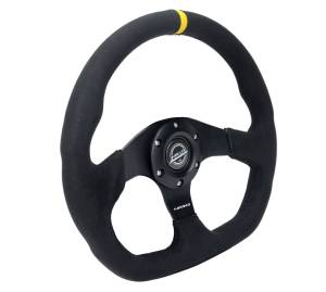 NRG Innovations - NRG Innovations Steering Wheel (320mm) Sport Alcantara Flat Bottom w/ Yellow Center Mark - Image 2