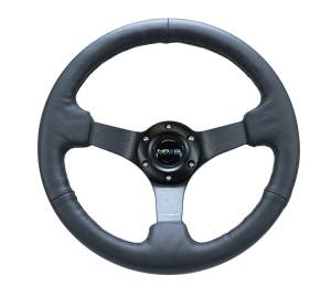 NRG Innovations - NRG Innovations Steering Wheel (330mm / 3in. Deep) Sport Leather Racing / 4mm Matte Black Spoke - Image 1