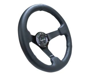 NRG Innovations - NRG Innovations Steering Wheel (330mm / 3in. Deep) Sport Leather Racing / 4mm Matte Black Spoke - Image 2