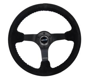 NRG Innovations - NRG Innovations Steering Wheel (350mm / 3in. Deep) Black Suede w/ Black BBall Stitch (Odi Bakchis Edition) - Image 1