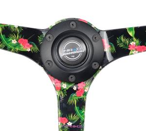 NRG Innovations - NRG Innovations Steering Wheel (350mm / 3in. Deep) Black Suede w/ 5mm Floral 3-Spoke Center - Image 2