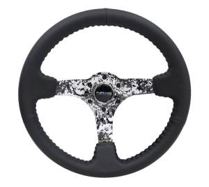 NRG Innovations - NRG Innovations Steering Wheel (350mm / 3in. Deep) Black Leather w/ Hydrodipped Digi-Camo Spokes - Image 1