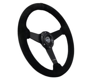 NRG Innovations - NRG Innovations Steering Wheel (350mm / 1.5in Deep) Black Suede / Black Stitch w/ Matte Black Solid Spokes - Image 2