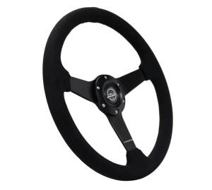 NRG Innovations - NRG Innovations Steering Wheel (350mm / 1.5in. Deep) Matte Black Spoke/ Black Alcantara w/ Black Stitching - Image 2