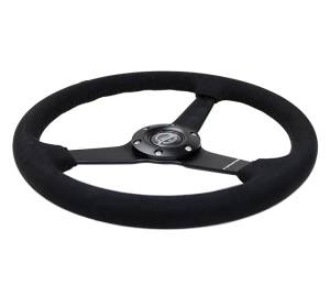 NRG Innovations - NRG Innovations Steering Wheel (350mm / 1.5in. Deep) Matte Black Spoke/ Black Alcantara w/ Black Stitching - Image 3