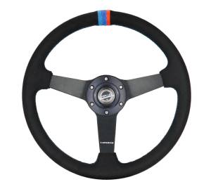 NRG Innovations - NRG Innovations Steering Wheel (350mm / 1.5in. Deep) 3 Solid Spokes - Matte Black - Minty Fresh Miata Logo Etched - Image 1