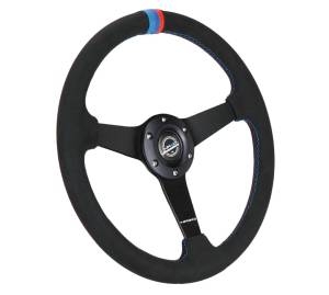 NRG Innovations - NRG Innovations Steering Wheel (350mm / 1.5in. Deep) 3 Solid Spokes - Matte Black - Minty Fresh Miata Logo Etched - Image 2