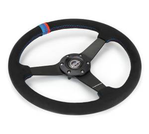 NRG Innovations - NRG Innovations Steering Wheel (350mm / 1.5in. Deep) 3 Solid Spokes - Matte Black - Minty Fresh Miata Logo Etched - Image 3