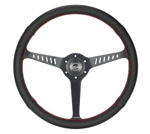 NRG Innovations - NRG Innovations Reinforced Stealth Wheel (380mm / 1in Deep Dish) 3 Spoke Center - Perforated Leather Black Stitch - Image 1