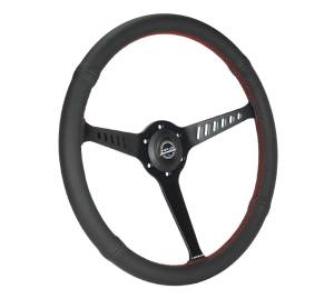 NRG Innovations - NRG Innovations Reinforced Stealth Wheel (380mm / 1in Deep Dish) 3 Spoke Center - Perforated Leather Black Stitch - Image 2