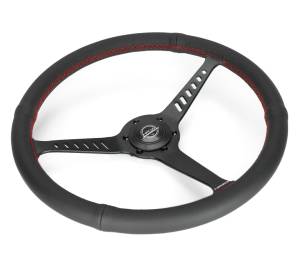 NRG Innovations - NRG Innovations Reinforced Stealth Wheel (380mm / 1in Deep Dish) 3 Spoke Center - Perforated Leather Black Stitch - Image 3