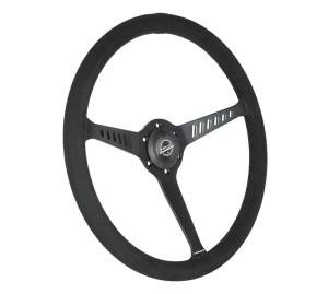 NRG Innovations - NRG Innovations Reinforced Stealth Wheel (380mm / 1in Deep Dish) 3 Spoke Center - Vegan Suede Red Stitch - Image 2