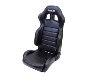 NRG Innovations - NRG Reclinable Sport Seats (Pair) PVC Leather w/NRG Logo - Black w/White Stitching - Image 1