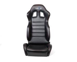 NRG Innovations - NRG Reclinable Racing Seats (Pair) Black Leather w/NRG Logo Red Stitch - Image 2