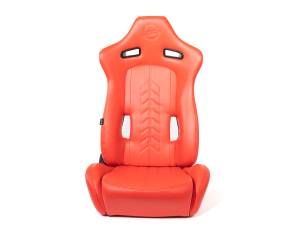 NRG Innovations - NRG Reclinable Sport Seats (Pair) The Arrow Red Vinyl w/ Pressed NRG Logo w/ Red Stitch - Image 2