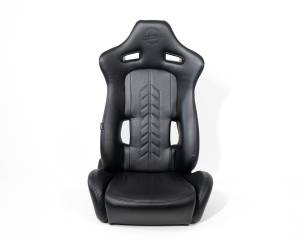 NRG Innovations - NRG Reclinable Sport Seats (Pair) The Arrow Black Vinyl w/ Pressed NRG logo w/ Black Stitch - Image 2