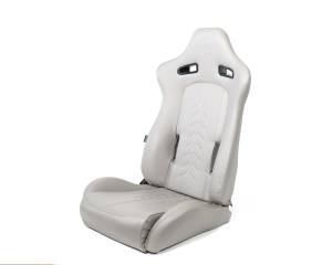 NRG Innovations - NRG Reclinable Sport Seats (Pair) The Arrow Grey Vinyl w/ Pressed NRG logo w/ Grey Stitch - Image 1