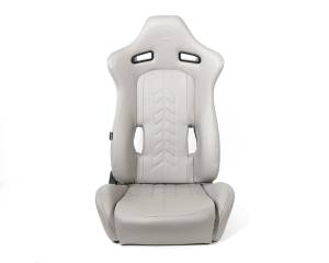 NRG Innovations - NRG Reclinable Sport Seats (Pair) The Arrow Grey Vinyl w/ Pressed NRG logo w/ Grey Stitch - Image 2