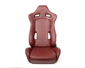 NRG Innovations - NRG Reclinable Sport Seats (Pair) The Arrow Maroon Vinyl w/ Pressed NRG logo w/ Maroon Stitch - Image 2