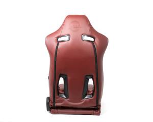 NRG Innovations - NRG Reclinable Sport Seats (Pair) The Arrow Maroon Vinyl w/ Pressed NRG logo w/ Maroon Stitch - Image 3