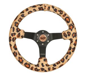 NRG Innovations - NRG Reinforced Steering Wheel (350mm/3in. Deep) SAVAGE Brown Leopard w/ Matte Black Spokes - Image 1