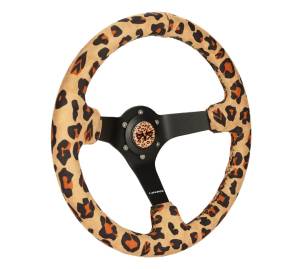 NRG Innovations - NRG Reinforced Steering Wheel (350mm/3in. Deep) SAVAGE Brown Leopard w/ Matte Black Spokes - Image 2