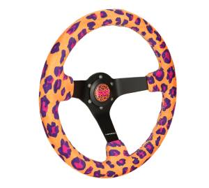 NRG Innovations - NRG Reinforced Steering Wheel (350mm/3in. Deep) SAVAGE Orange Leopard w/ Matte Black Spokes - Image 2