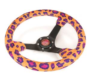 NRG Innovations - NRG Reinforced Steering Wheel (350mm/3in. Deep) SAVAGE Orange Leopard w/ Matte Black Spokes - Image 3